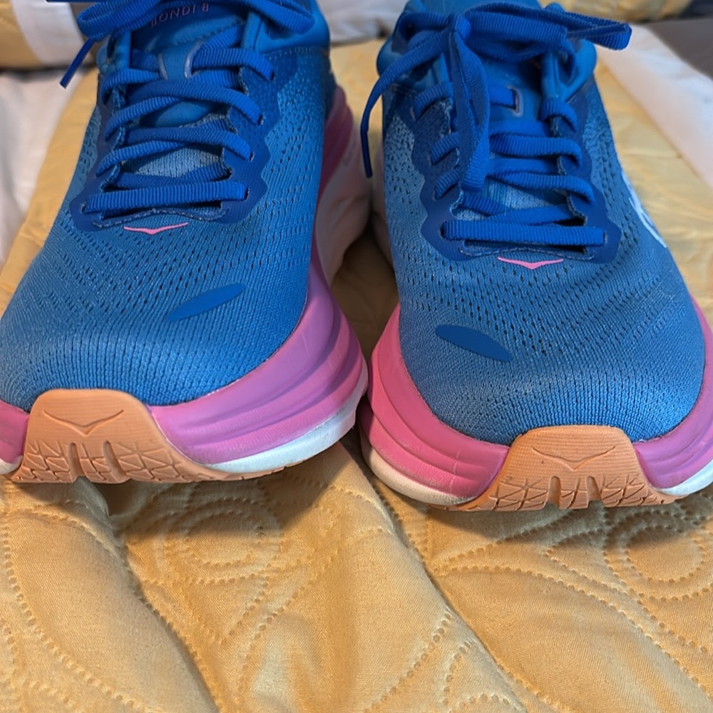 Hoka Women's Blue Pink White Sneakers - Picture 11 of 12